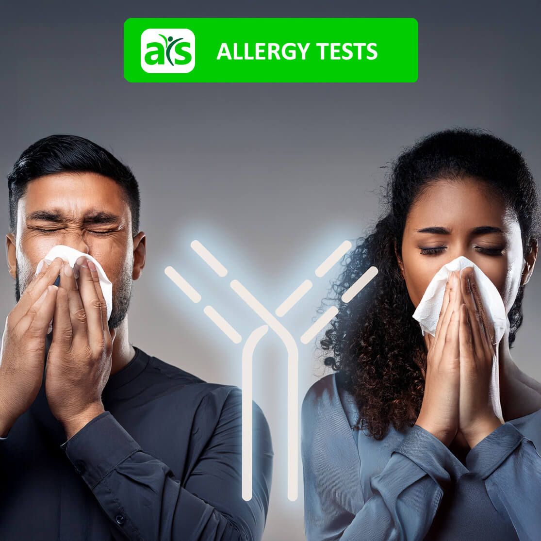 man and woman sneezing