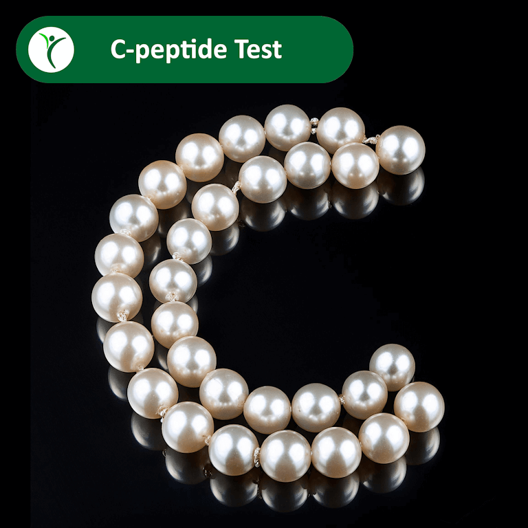 C-peptide test depicted as a string of pearls