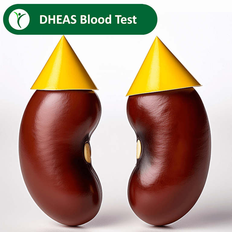 DHEAS Blood Test showing kidney beans with hats