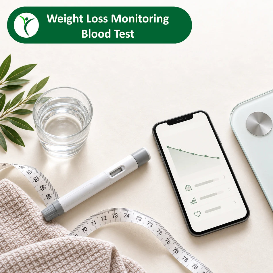 Weight loss injection pen with downward trend on mobile phone